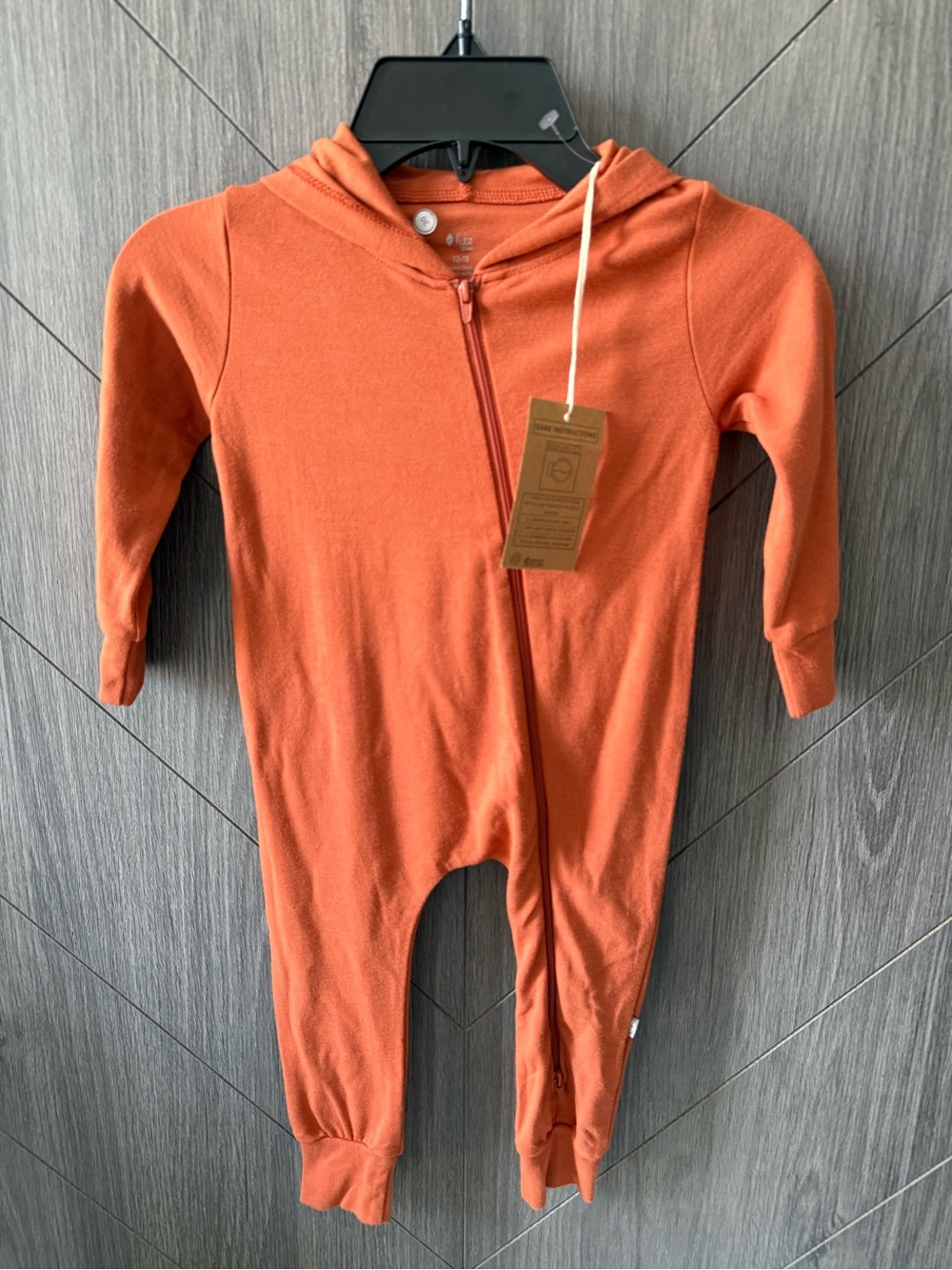 Kyte Baby Hooded One-Piece Sleeper in Rust Orange